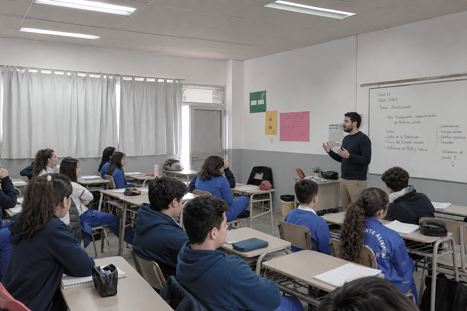 Estudiantes de secundaria trabajando